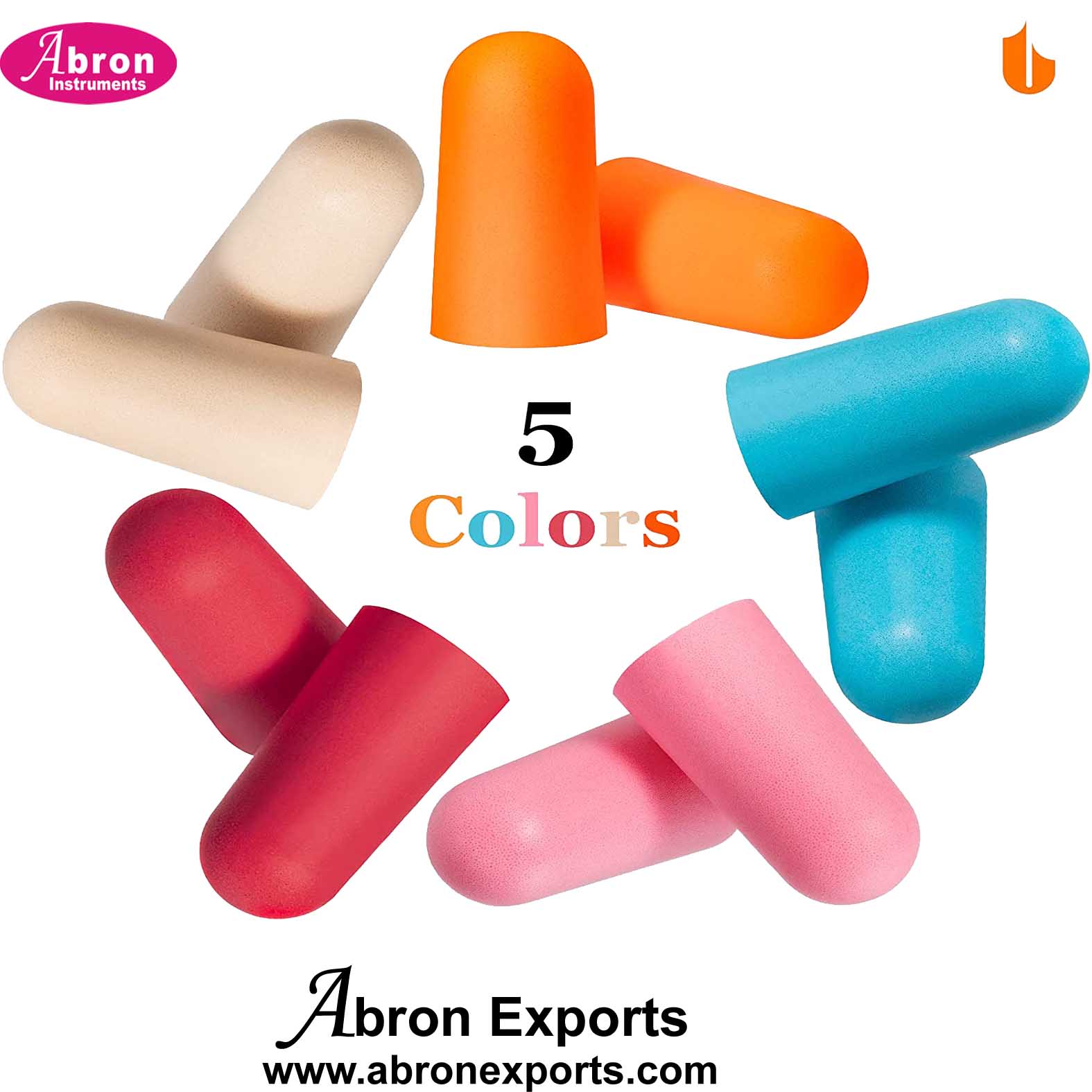 Safety Foam Ear Plug-abron pack of 10 blue orange white pink red pair Comfortable for Sleeping, Snoring, Travel, Concerts, Studying, Loud Noise, Work abron AG-5201-EPF